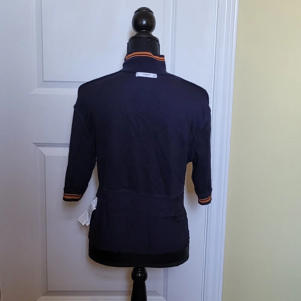 Mango golf shirt pull over top short sleeve dark blue preppy sporty size XS - Picture 6 of 15